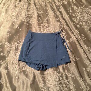 Steel blue Shein wrap skort with tie size L
